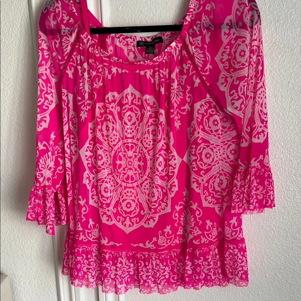 INC International Concepts Pink and White Blouse - Picture 3 of 4